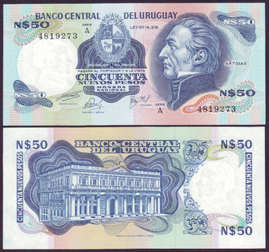 1975 Uruguay 50 Nuevos Pesos (Unc)